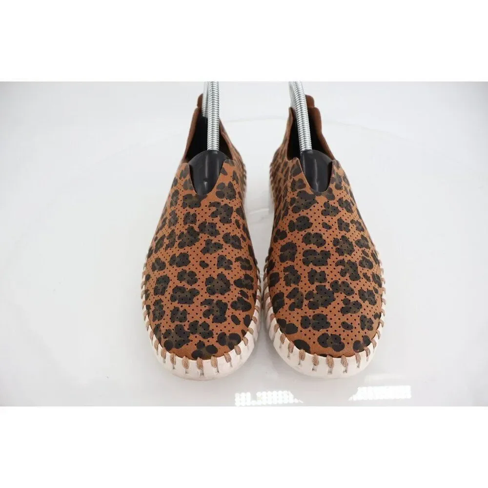 Ilse Jacobsen Women Tulip Flat Size 40 10 Slip On Shoe Brown Perforated Fabric